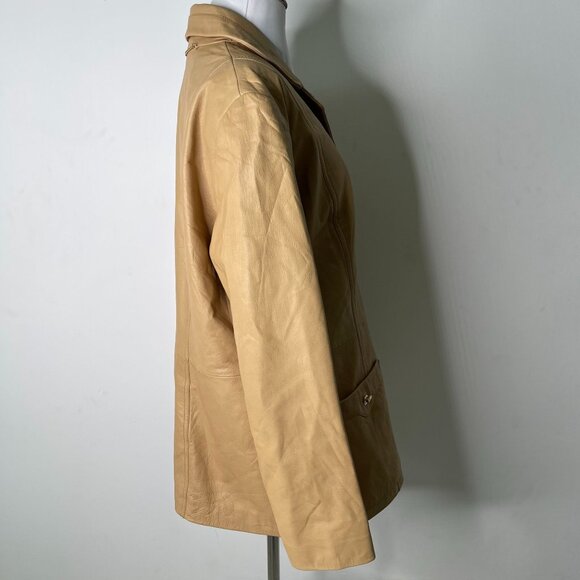 ST. John Sport by Marie Gray Women's Cream Tan 100% Leather Jacket Size Large - Picture 3 of 13
